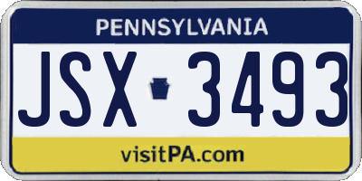 PA license plate JSX3493