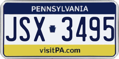 PA license plate JSX3495