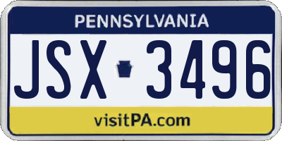 PA license plate JSX3496