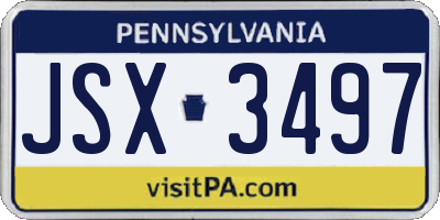 PA license plate JSX3497