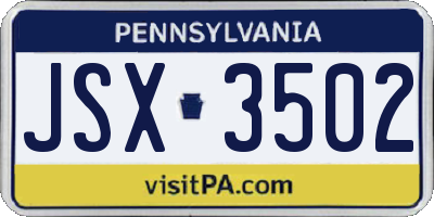 PA license plate JSX3502