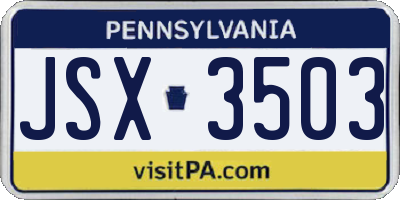 PA license plate JSX3503