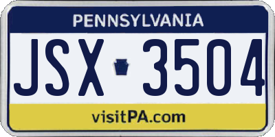 PA license plate JSX3504
