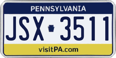 PA license plate JSX3511