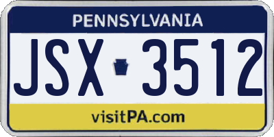 PA license plate JSX3512