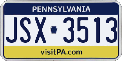 PA license plate JSX3513