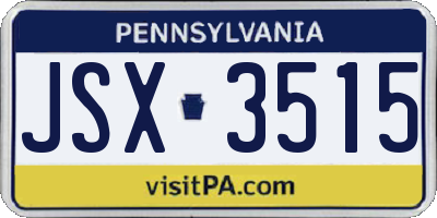 PA license plate JSX3515