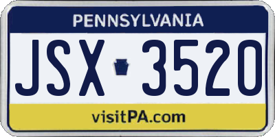 PA license plate JSX3520