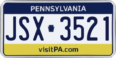 PA license plate JSX3521