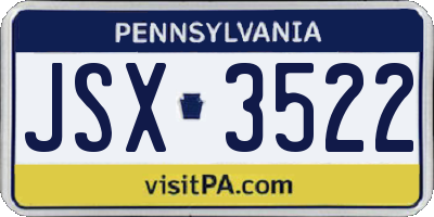 PA license plate JSX3522