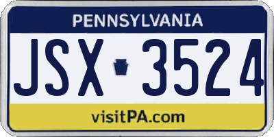 PA license plate JSX3524