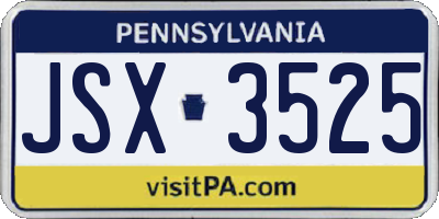 PA license plate JSX3525