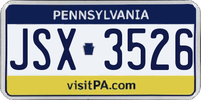 PA license plate JSX3526