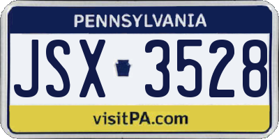 PA license plate JSX3528