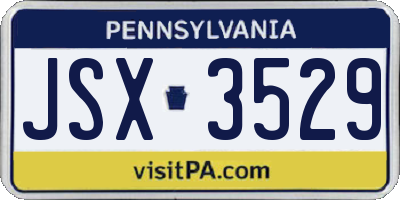 PA license plate JSX3529