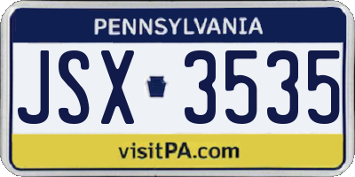 PA license plate JSX3535