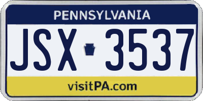 PA license plate JSX3537