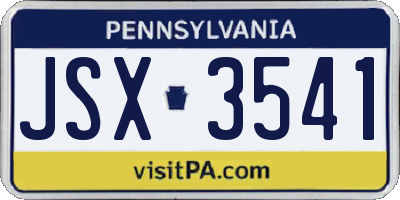 PA license plate JSX3541