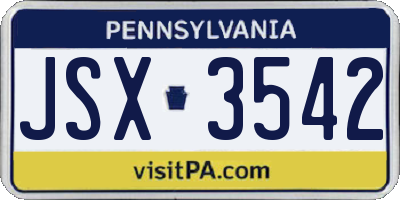PA license plate JSX3542