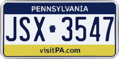 PA license plate JSX3547