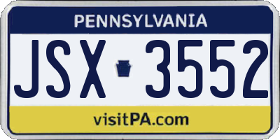 PA license plate JSX3552