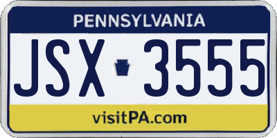 PA license plate JSX3555