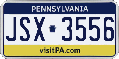 PA license plate JSX3556