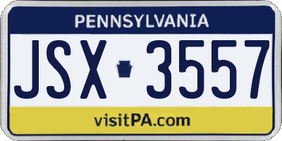 PA license plate JSX3557