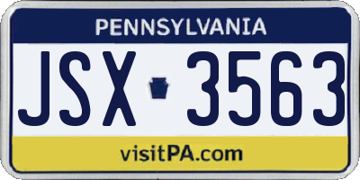PA license plate JSX3563