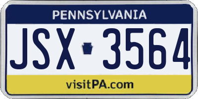PA license plate JSX3564