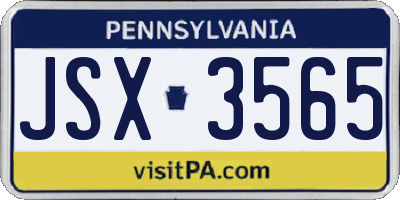PA license plate JSX3565