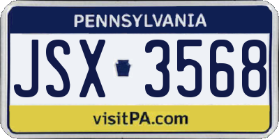 PA license plate JSX3568
