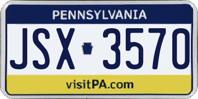 PA license plate JSX3570