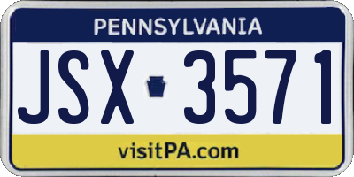 PA license plate JSX3571