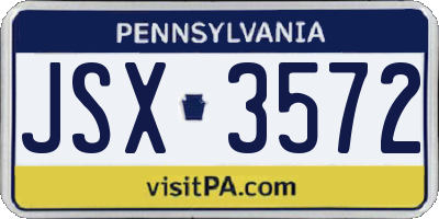 PA license plate JSX3572
