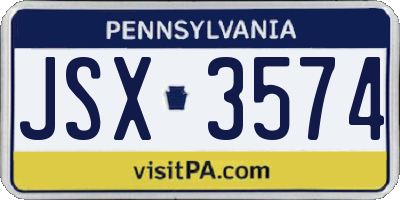PA license plate JSX3574