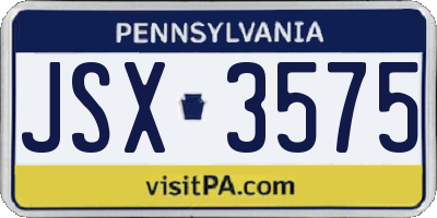 PA license plate JSX3575