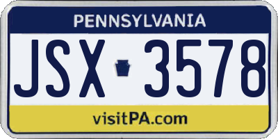 PA license plate JSX3578