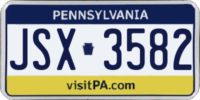 PA license plate JSX3582