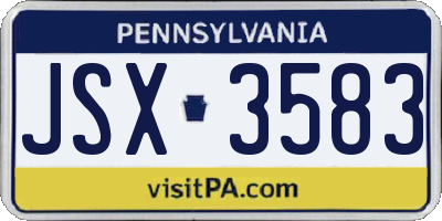 PA license plate JSX3583