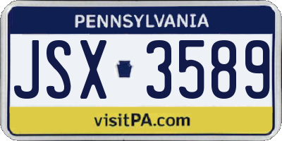 PA license plate JSX3589