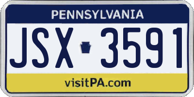 PA license plate JSX3591