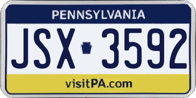 PA license plate JSX3592