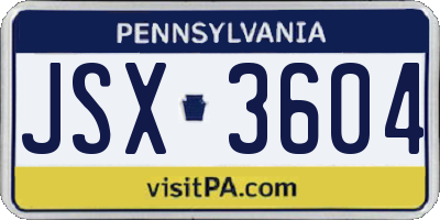 PA license plate JSX3604