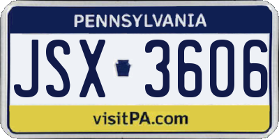 PA license plate JSX3606