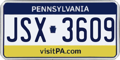 PA license plate JSX3609