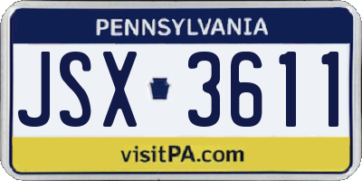 PA license plate JSX3611