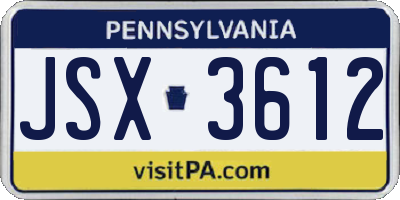 PA license plate JSX3612