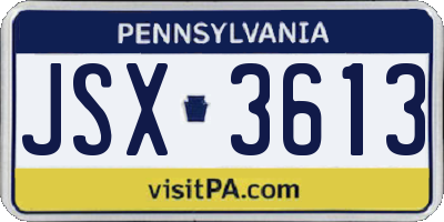PA license plate JSX3613