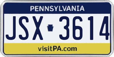 PA license plate JSX3614